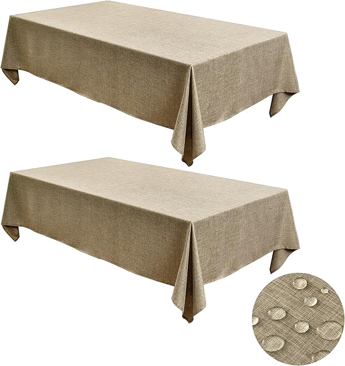 Fitable Square Table Cloth Linen Textured: Water & Stain Resistant Farmhouse by Fitable
