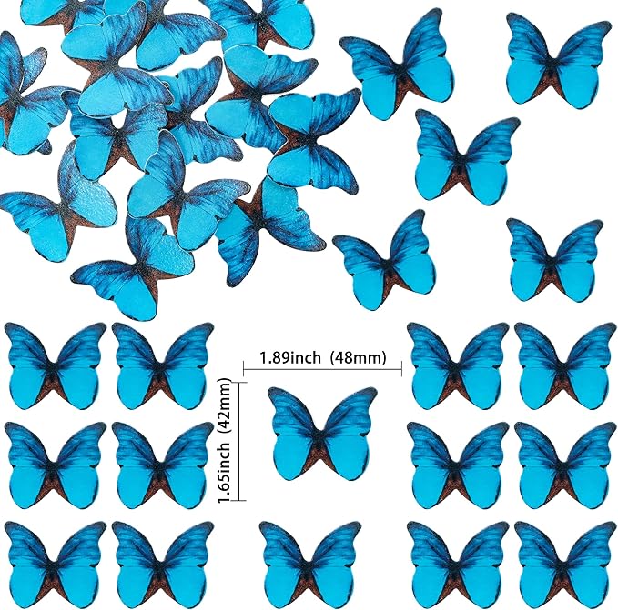 Ephlyn 48Pcs Edible Butterfly Cupcake Toppers 3D Cute Butterfly Cake Picks - Image 2