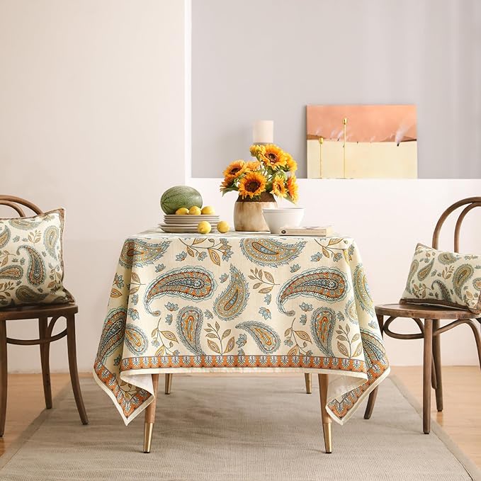 patdrea Designer French Vintage Small Square Table Cloth, Italian Floral - Image 4