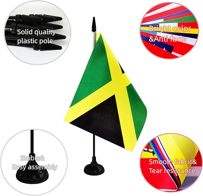Jamaica Desk Flag, 12 Pack Jamaican Table Office Flags - Image 3