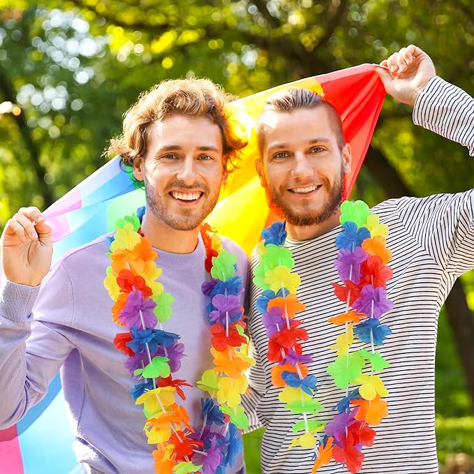 Hawaiian Leis Decorations, Luau Party Leis Bulk, Rainbow Hawaiian Pride Month - Image 5