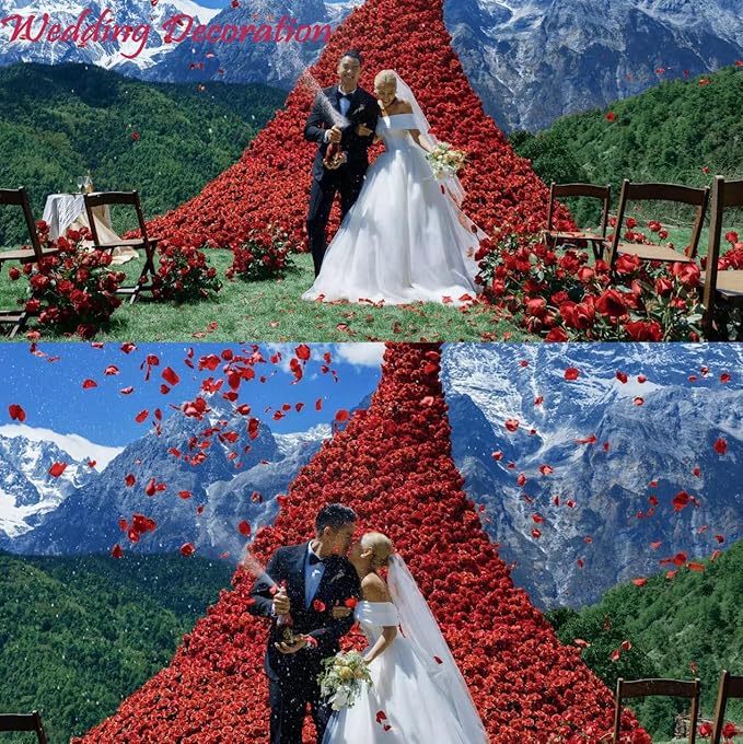 CODE FLORIST 2200 PCS Dark-Red Silk Rose Petals - Image 2