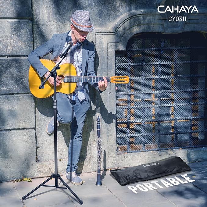 CAHAYA Dual-use Tripod Microphone Stand Boom Arm Floor Mic Stand Portable - Image 8