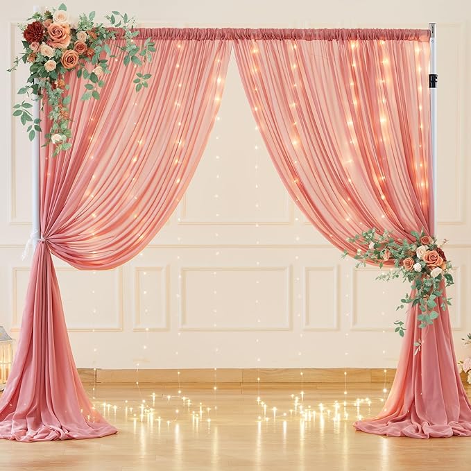 10ft x 7ft Dusty Rose Chiffon Backdrop Curtain - Image 3
