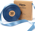 French Blue Satin Ribbon 7/8 Inch x 50 Yards Double-Faced Ribbons by Keypan