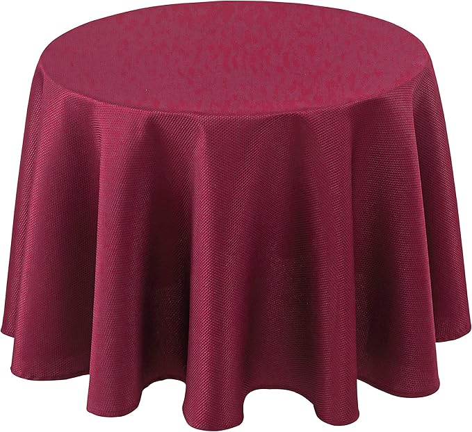 Biscaynebay Textured Fabric Christmas Round Tablecloths 70", Burgundy Water by Biscaynebay
