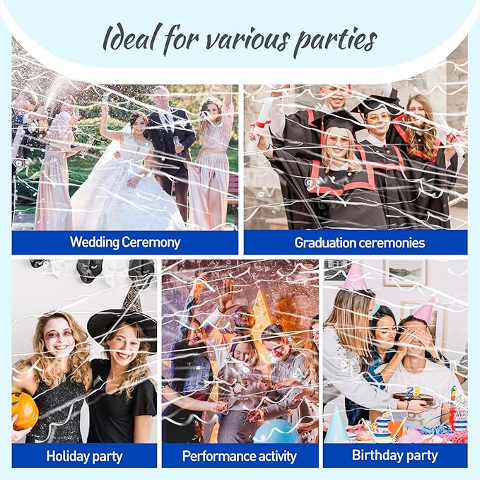 No Mess Streamers 100pack, Hand Throw Party Poppers No Mess - Image 5