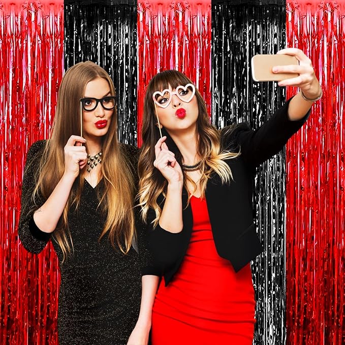 4 Pack Foil Fringe Curtain Backdrop, 3.28Ft x 8.2Ft Metallic Tinsel Foil Fringe - Image 6
