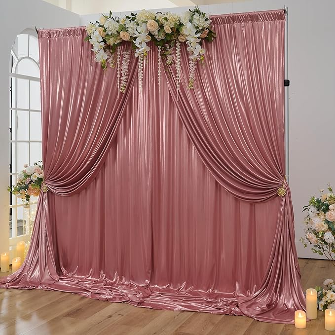 10x10 ft Wrinkle Free Rose Gold Sequin Backdrop Curtain - Image 3