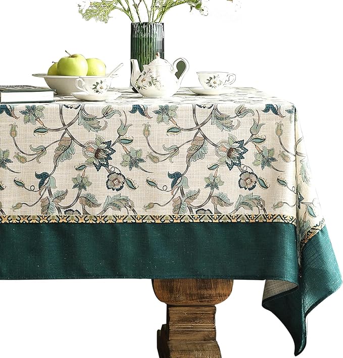 patdrea Designer Green Linen Long Table Cloth by Welcometopatdrea