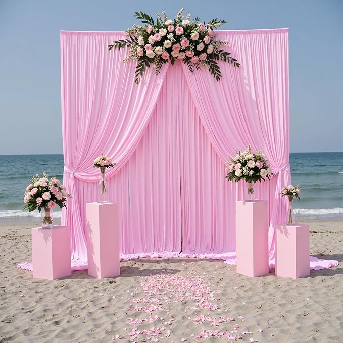 40 ft x 10 ft Wrinkle Free Baby Pink Backdrop Curtain - Image 8
