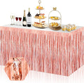 3 Pack 29x108 Inch Rose Gold Foil Fringe Table Skirts Metallic Banner by Ferwzsr