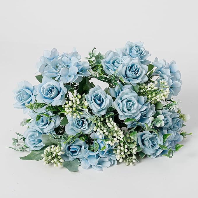 Artificial Flower 5 Branches Artificial Silk Fake Flowers Bouquet Small Roses - Image 3