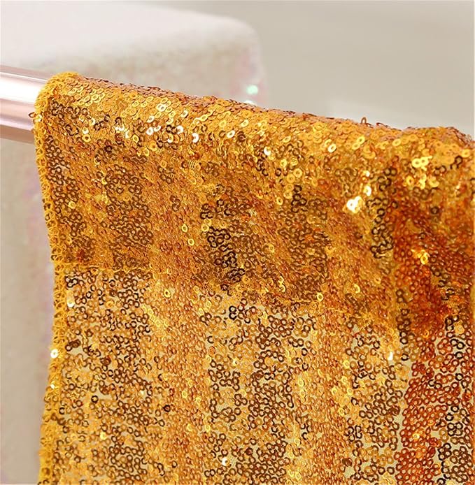 Eternal Beauty Yellow Gold Sequin Backdrop, 4x7 Ft Glitter Background Curtains - Image 7