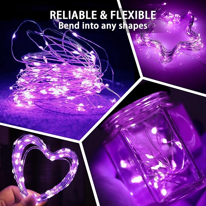 12 Pack Purple Fairy Lights 7Ft 20 LED Twinkle String Lights 3 Modes Battery - Image 5