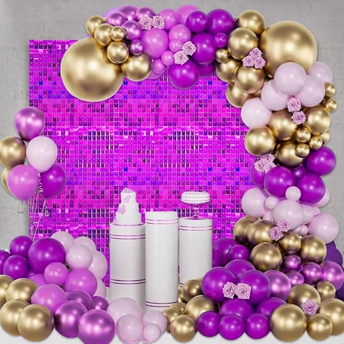 24PCS Purple Shimmer Wall Backdrop, Laser Square Sequin Photo Backdrops Panel - Image 5
