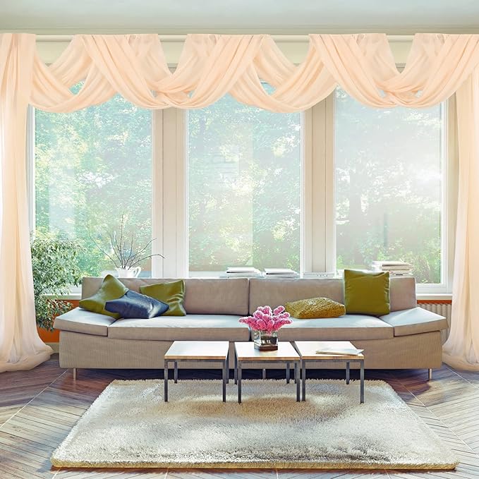 Arch Drapes for Wedding Arch Draping Fabric Champagne Sheer Backdrop Curtain - Image 6