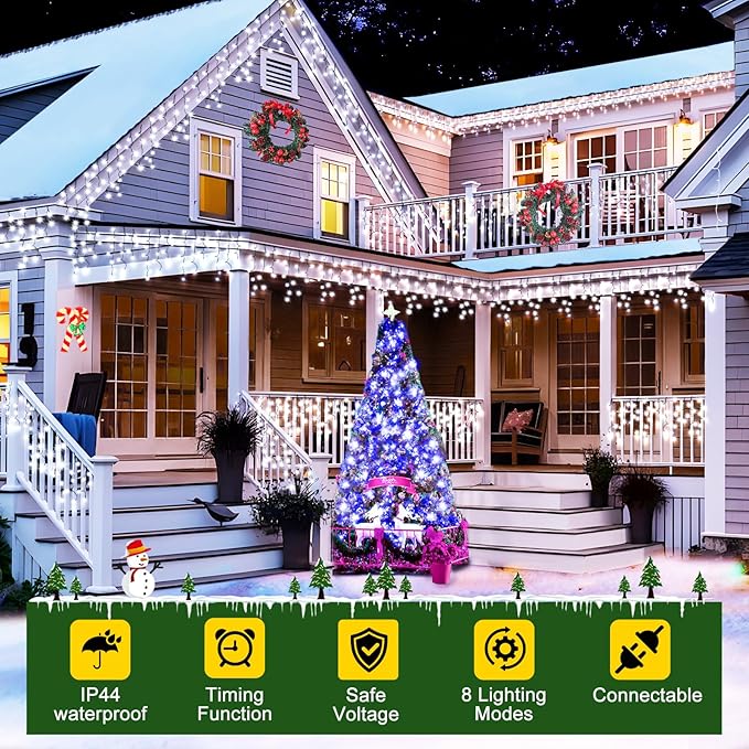 KNONEW 33FT 400 LED Christmas Lights Outdoor Black Wire String Lights - Image 6