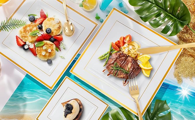 Festiva 350Pcs Gold Plastic Plates - Image 8