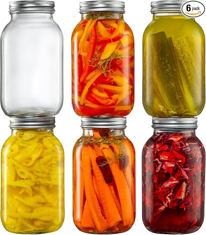 32 oz. Regular-Mouth Glass Mason Jars - by GLING