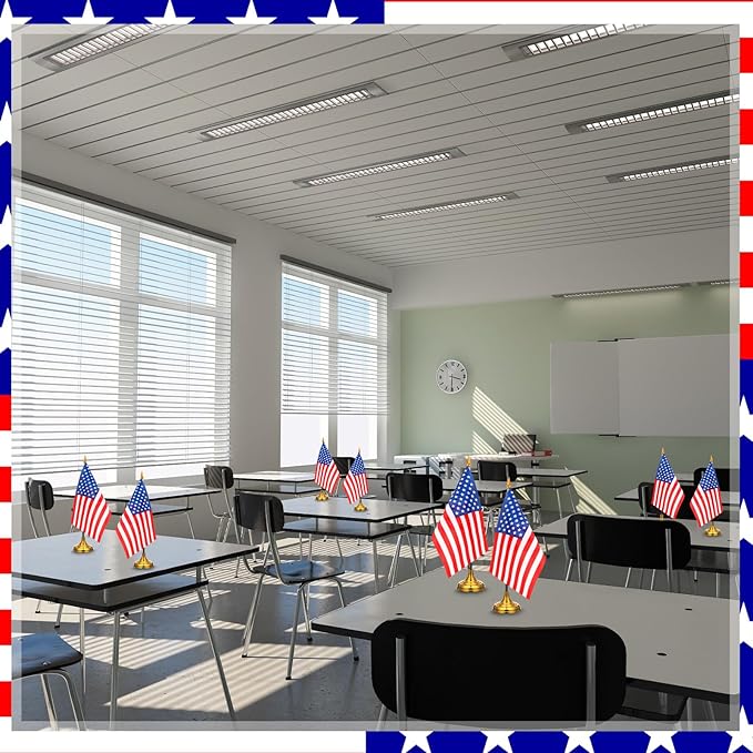 24 Pcs American Desk Flag Set Small USA Flags - Image 7