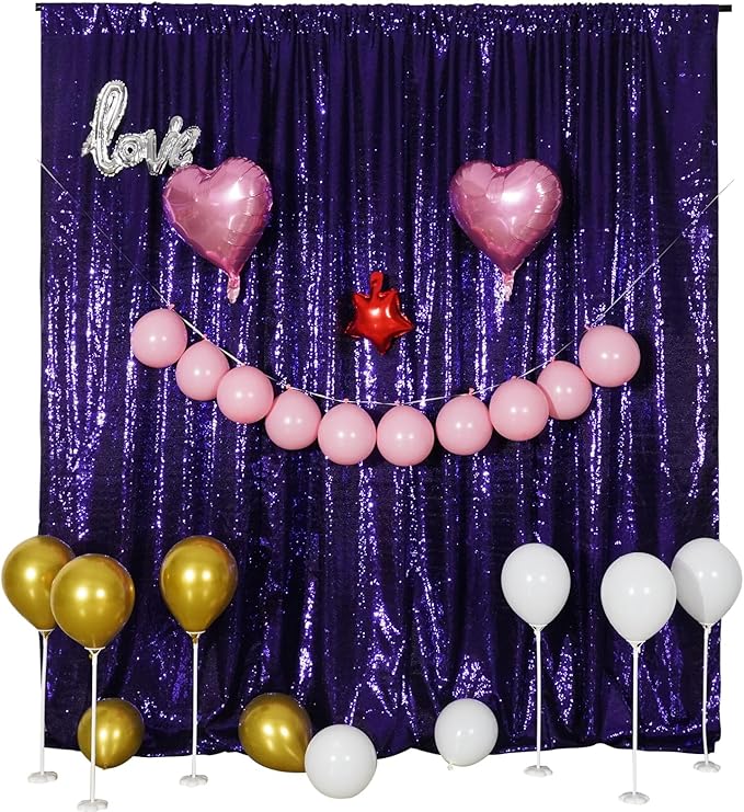 Poise3EHome 8Ft x 10Ft Purple Sequin Backdrop, Glitter Thick Satin Sequin - Image 3