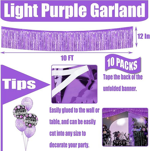 10 Pack 10 Feet Foil Fringe Garland Metallic Tinsel Streamers Banner Wall - Image 2
