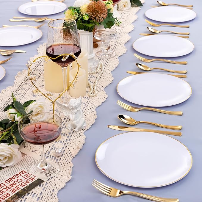 Festiva 50Pcs Gold Plastic Plates - Image 4