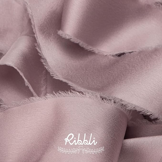 Ribbli Antique Mauve Silk Satin Ribbon 1.5 Inch x 12 Yard Handmade Frayed - Image 2