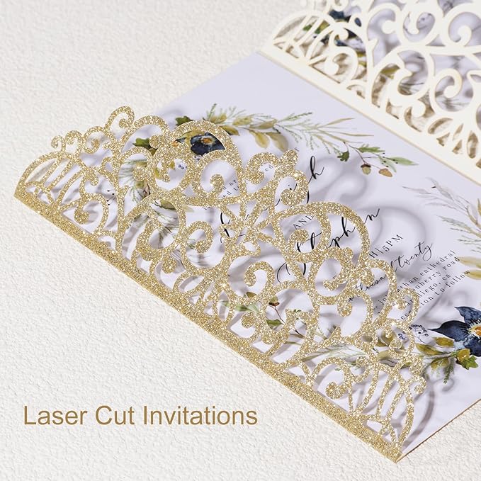 25pcs Glitter Wedding Invitations - Image 6