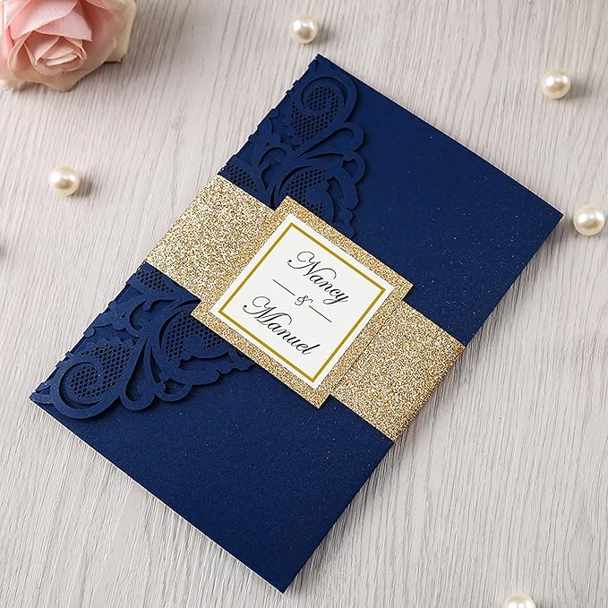 DORIS HOME 50PCS Laser Cut Wedding Invitations - Image 6