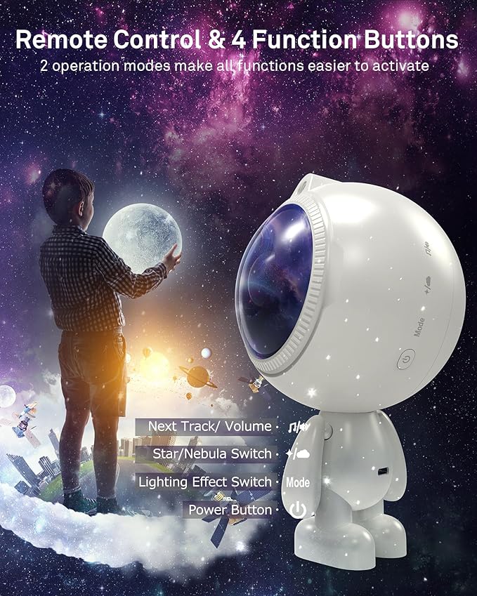 AIRIVO Dreamers Star Projector, Astronaut Galaxy Projector Bluetooth Speaker - Image 3