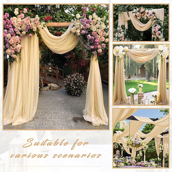 2 Panels Wedding Arch Draping Fabric 20Ft Length x 28" Width Champagne Arch - Image 7