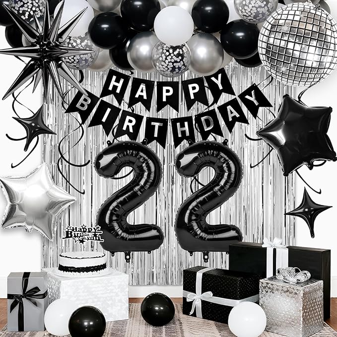22nd Birthday Decorations for Men Women, Fringe Curtains Kit by Birthdaypartyexpert