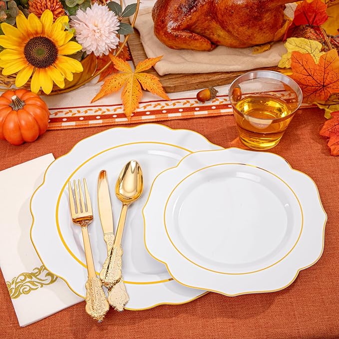 NOCCUR 175PCS Gold Plastic Plates - Image 4