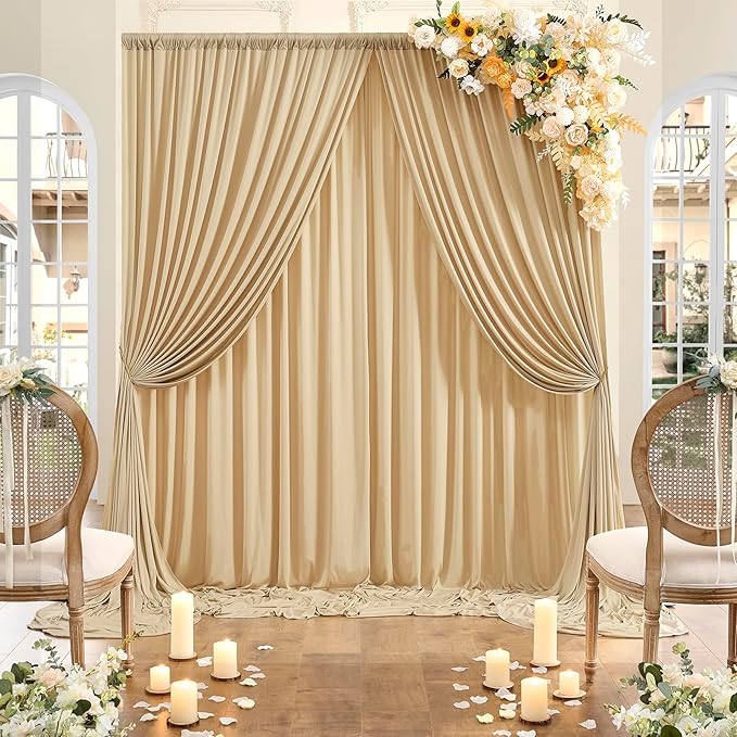 40ft x 10ft Wrinkle Free Beige Backdrop Curtain - Image 7