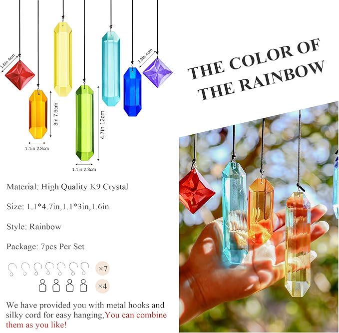 HDCRYSTALGIFTS 7pcs Prisms Crystal Suncatchers - Image 4