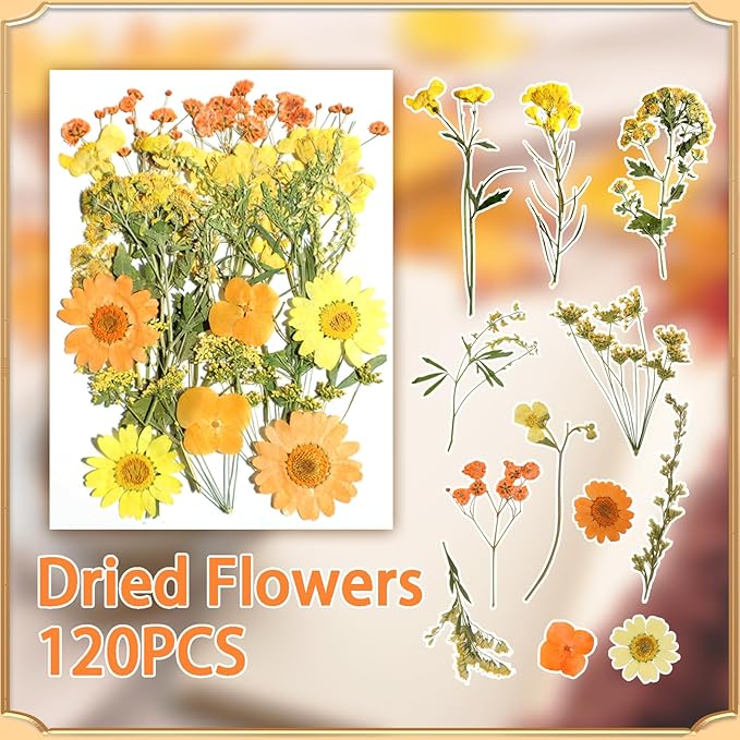 120Pcs Dried Pressed Flowers for Resin Mould Dry Flower Real Leaves Bulk - Image 5