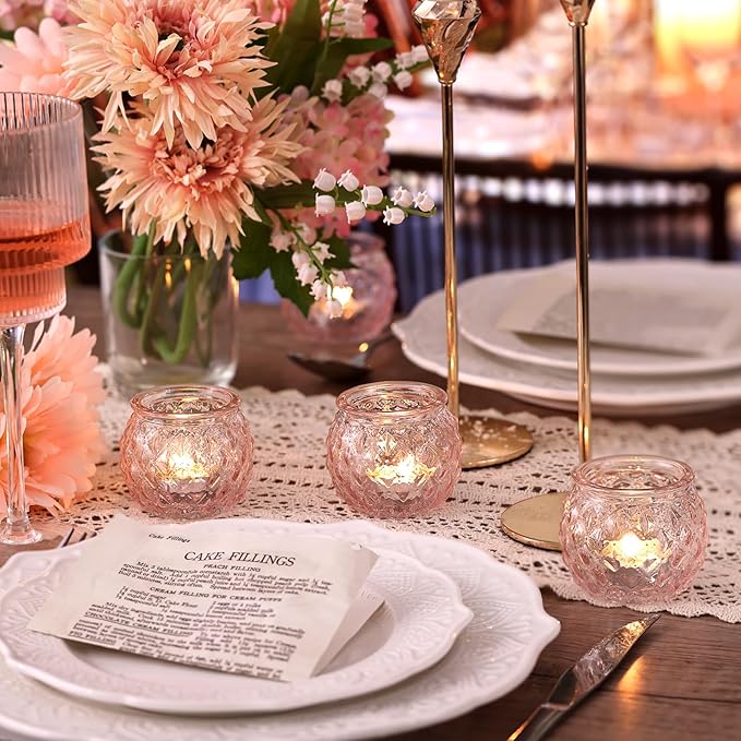 DARJEN 48Pcs Pink Votive Candle Holders- Round Candle Holders Bulk - Image 3