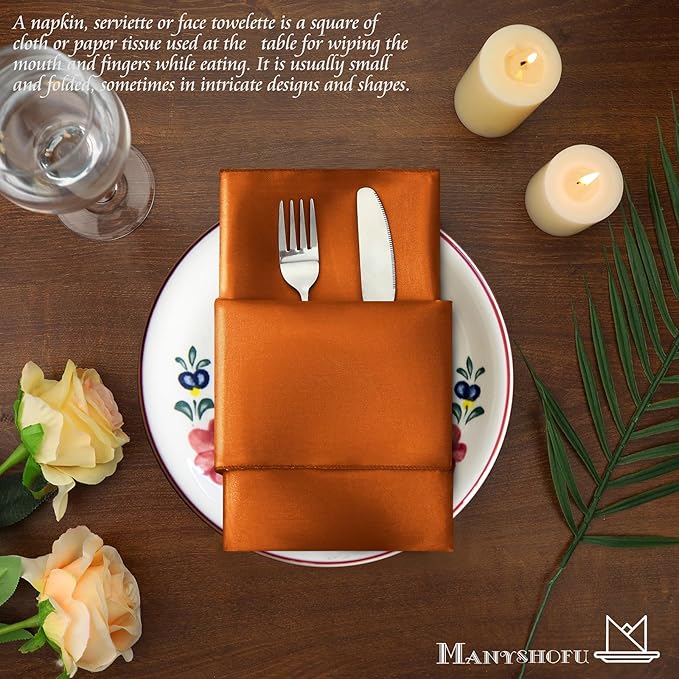 Manyshofu 60 Pieces Terracotta Satin Napkins - Image 5