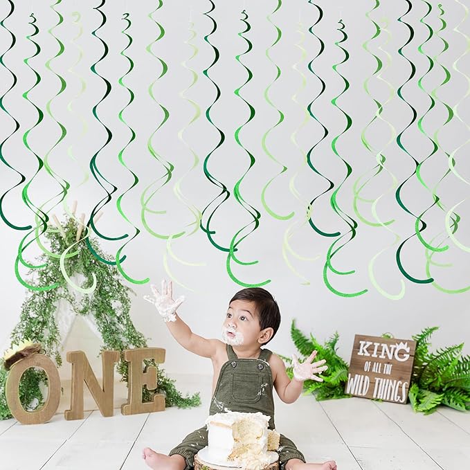 36Pcs Green Hanging Swirl Decorations Ombre Green Felt Swirl Streamer Spiral - Image 8