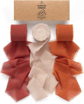 Vitalizart Fall Handmade Chiffon Silk Ribbon Fringe 1.5" x 21 Yd Terracotta by Vitalizart