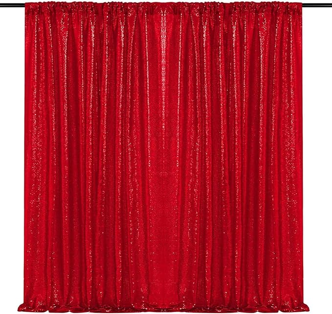 JYFLZQ Red Sequin Backdrop Curtains 8ft x 8ft 1 Panel Glitter Photo Booth - Image 8
