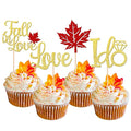 24 PCS Fall in Love Cupcake Toppers Glitter Maple Leaves Love I Do Cupcake by ZHUOWEISM