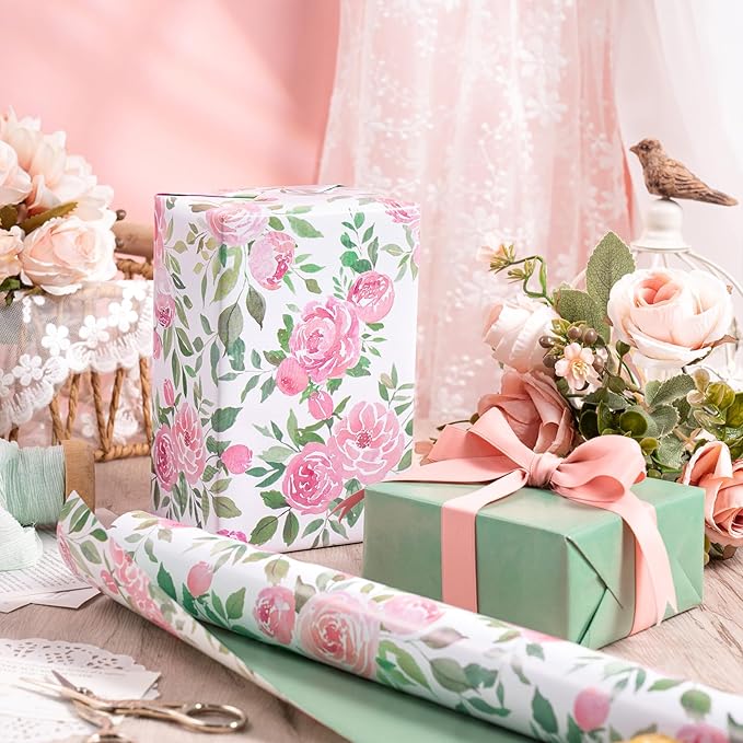 RUSPEPA Reversible Floral Wrapping Paper Roll - Image 3
