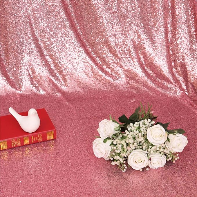 Eternal Beauty Fuchsia Pink Sequin Backdrop, 5x7 Ft Glitter Background Curtains - Image 8