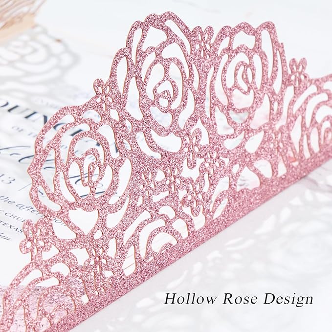 50PCS Pink Wedding Invitations Butterfly Laser Cut Invitation - Image 5