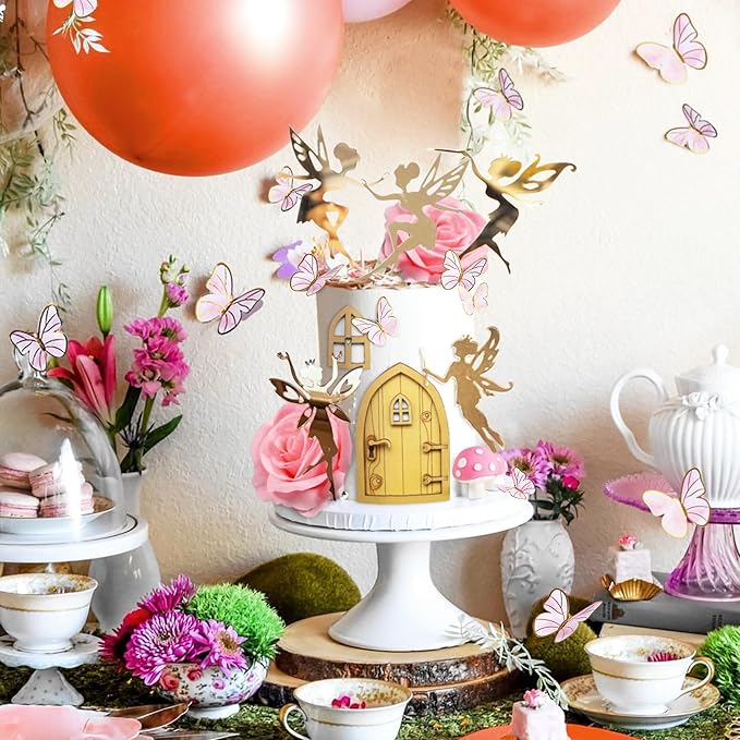 JeVenis Pink Fairy Cake Decoration Mushroom Cake Decoration Fairy Cake - Image 5
