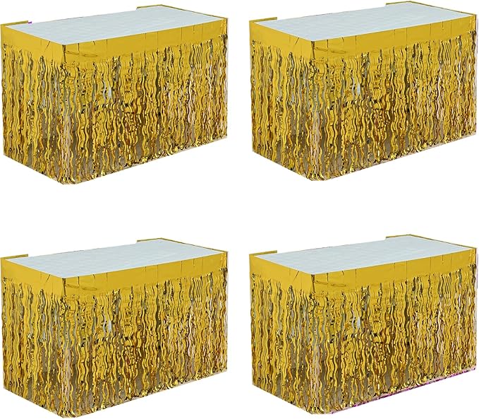 4P Wavy Metallic Tinsel Foil Fringe Table Skirts by Unknown
