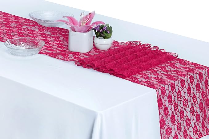 MDS Pack of 20 Wedding 12 x 108 inches Lace Table Runner by MDS